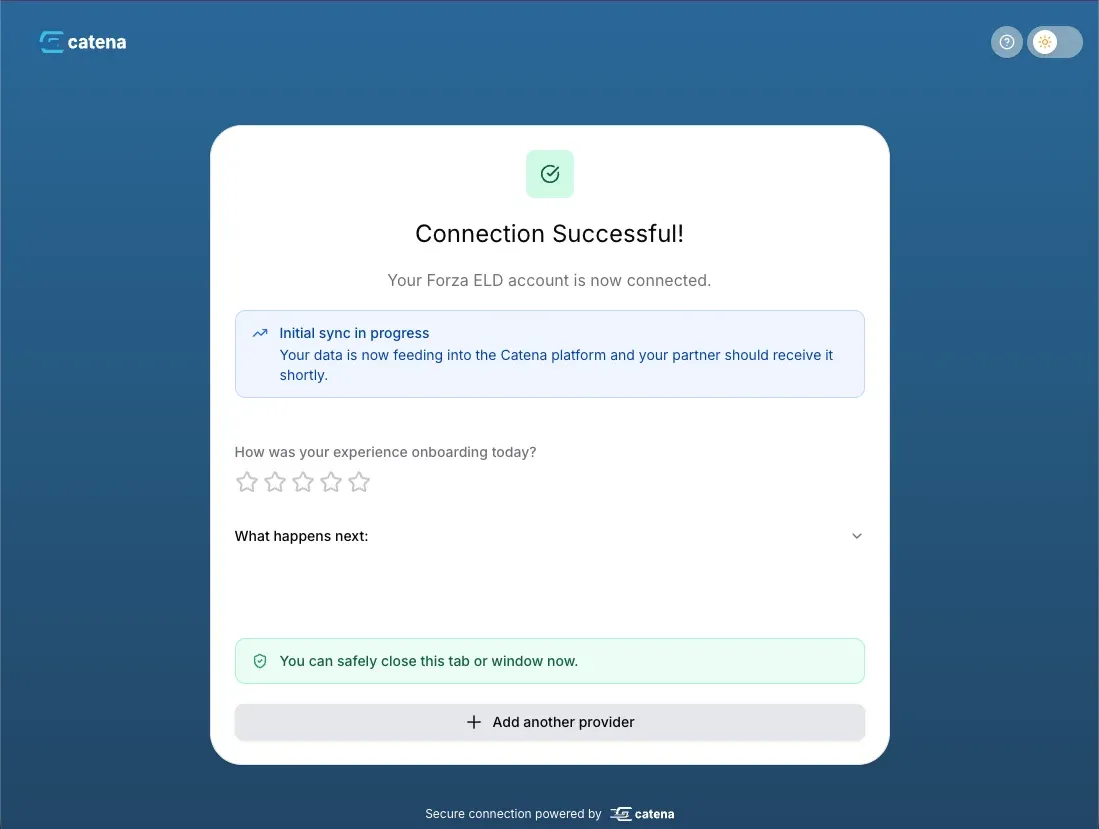 Successful connection confirmation